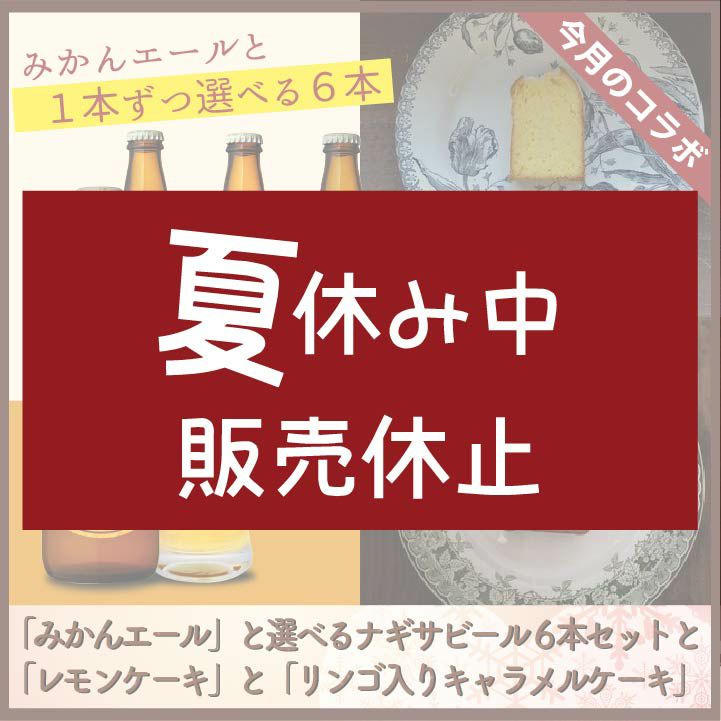 「みかんエール」と選べるナギサビール 6 本セットと 「レモンケーキ」と「リンゴ入りキャラメルケーキ」